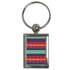 Rhombus And Waves Chains Pattern Key Chain (rectangle) by LalyLauraFLM