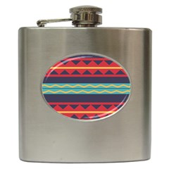 Rhombus And Waves Chains Pattern Hip Flask (6 Oz) by LalyLauraFLM