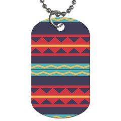 Rhombus And Waves Chains Pattern Dog Tag (two Sides) by LalyLauraFLM