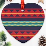 Rhombus and waves chains pattern Heart Ornament (Two Sides) Front