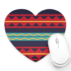 Rhombus And Waves Chains Pattern Heart Mousepad by LalyLauraFLM