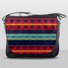 Rhombus And Waves Chains Pattern Messenger Bag by LalyLauraFLM