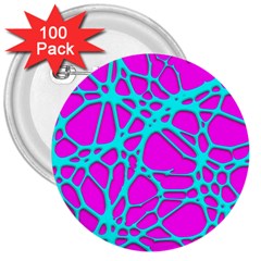 Hot Web Turqoise Pink 3  Buttons (100 Pack)  by ImpressiveMoments