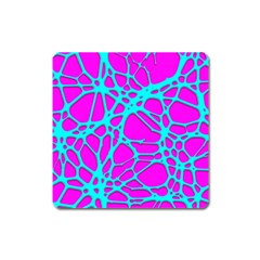 Hot Web Turqoise Pink Square Magnet by ImpressiveMoments