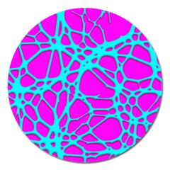 Hot Web Turqoise Pink Magnet 5  (round) by ImpressiveMoments