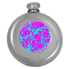 Hot Web Turqoise Pink Round Hip Flask (5 Oz)