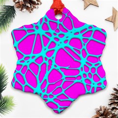 Hot Web Turqoise Pink Snowflake Ornament (2-side) by ImpressiveMoments