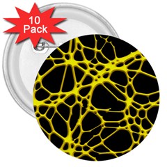 Hot Web Yellow 3  Buttons (10 Pack)  by ImpressiveMoments