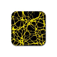 Hot Web Yellow Rubber Coaster (square)  by ImpressiveMoments