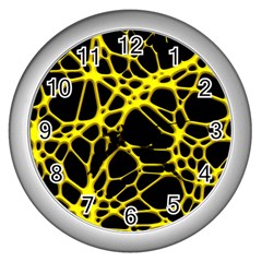 Hot Web Yellow Wall Clocks (silver)  by ImpressiveMoments