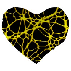 Hot Web Yellow Large 19  Premium Flano Heart Shape Cushions by ImpressiveMoments