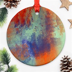 Abstract In Green, Orange, And Blue Ornament (round)  by digitaldivadesigns