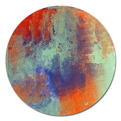 Abstract In Green, Orange, And Blue Magnet 5  (round) by digitaldivadesigns