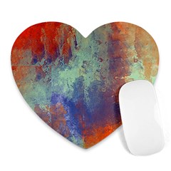 Abstract In Green, Orange, And Blue Heart Mousepads by digitaldivadesigns