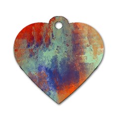 Abstract In Green, Orange, And Blue Dog Tag Heart (one Side) by digitaldivadesigns