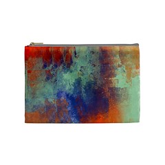 Abstract In Green, Orange, And Blue Cosmetic Bag (medium)  by digitaldivadesigns