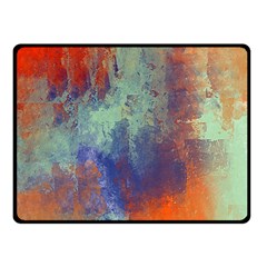 Abstract In Green, Orange, And Blue Double Sided Fleece Blanket (small)  by digitaldivadesigns