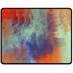 Abstract In Green, Orange, And Blue Double Sided Fleece Blanket (medium)  by digitaldivadesigns