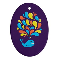 Colorful Happy Whale Ornament (oval)  by CreaturesStore