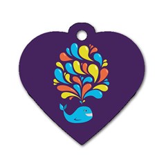 Colorful Happy Whale Dog Tag Heart (one Side) by CreaturesStore