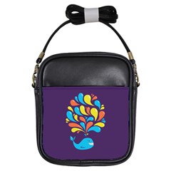 Colorful Happy Whale Girls Sling Bags