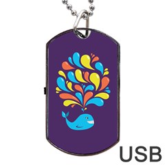 Colorful Happy Whale Dog Tag Usb Flash (one Side)