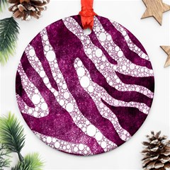 Purple Zebra Print Bling Pattern  Ornament (round)  by OCDesignss