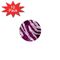 Purple Zebra Print Bling Pattern  1  Mini Buttons (10 Pack)  by OCDesignss