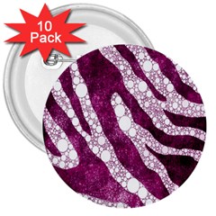 Purple Zebra Print Bling Pattern  3  Buttons (10 Pack)  by OCDesignss