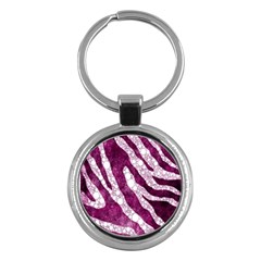 Purple Zebra Print Bling Pattern  Key Chains (round)  by OCDesignss