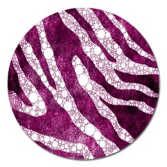 Purple Zebra Print Bling Pattern  Magnet 5  (round) by OCDesignss