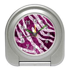 Purple Zebra Print Bling Pattern  Travel Alarm Clocks by OCDesignss