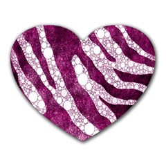 Purple Zebra Print Bling Pattern  Heart Mousepads by OCDesignss