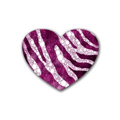 Purple Zebra Print Bling Pattern  Rubber Coaster (heart)  by OCDesignss