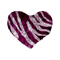 Purple Zebra Print Bling Pattern  Standard 16  Premium Flano Heart Shape Cushions by OCDesignss