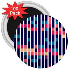 Stripes And Rectangles Pattern 3  Magnet (100 Pack) by LalyLauraFLM