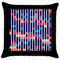 Stripes And Rectangles Pattern Throw Pillow Case (black) by LalyLauraFLM