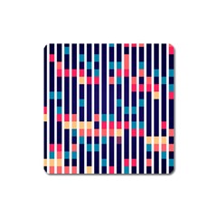 Stripes And Rectangles Pattern Magnet (square) by LalyLauraFLM