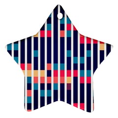 Stripes And Rectangles Pattern Star Ornament (two Sides) by LalyLauraFLM