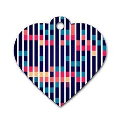 Stripes And Rectangles Pattern Dog Tag Heart (one Side) by LalyLauraFLM