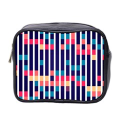 Stripes And Rectangles Pattern Mini Toiletries Bag (two Sides) by LalyLauraFLM