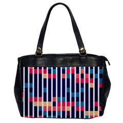 Stripes And Rectangles Pattern Oversize Office Handbag by LalyLauraFLM