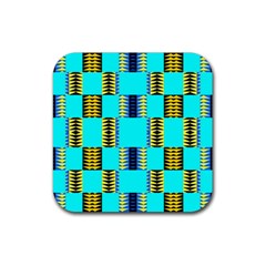 Triangles In Rectangles Pattern Rubber Coaster (square) by LalyLauraFLM