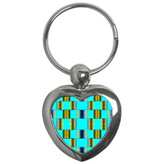 Triangles In Rectangles Pattern Key Chain (heart) by LalyLauraFLM