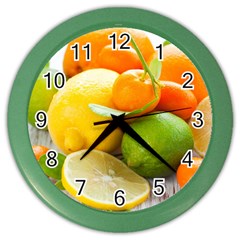 Citrus Fruits Color Wall Clocks by emkurr