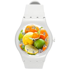 Citrus Fruits Round Plastic Sport Watch (m) by emkurr