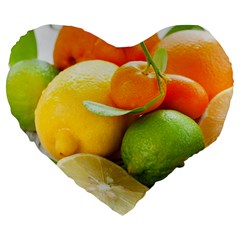 Citrus Fruits Large 19  Premium Heart Shape Cushions