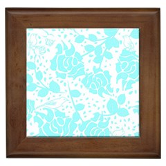 Floral Wallpaper Aqua Framed Tiles by ImpressiveMoments