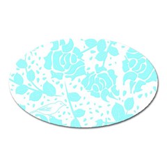 Floral Wallpaper Aqua Oval Magnet by ImpressiveMoments