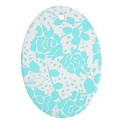 Floral Wallpaper Aqua Oval Ornament (two Sides) by ImpressiveMoments